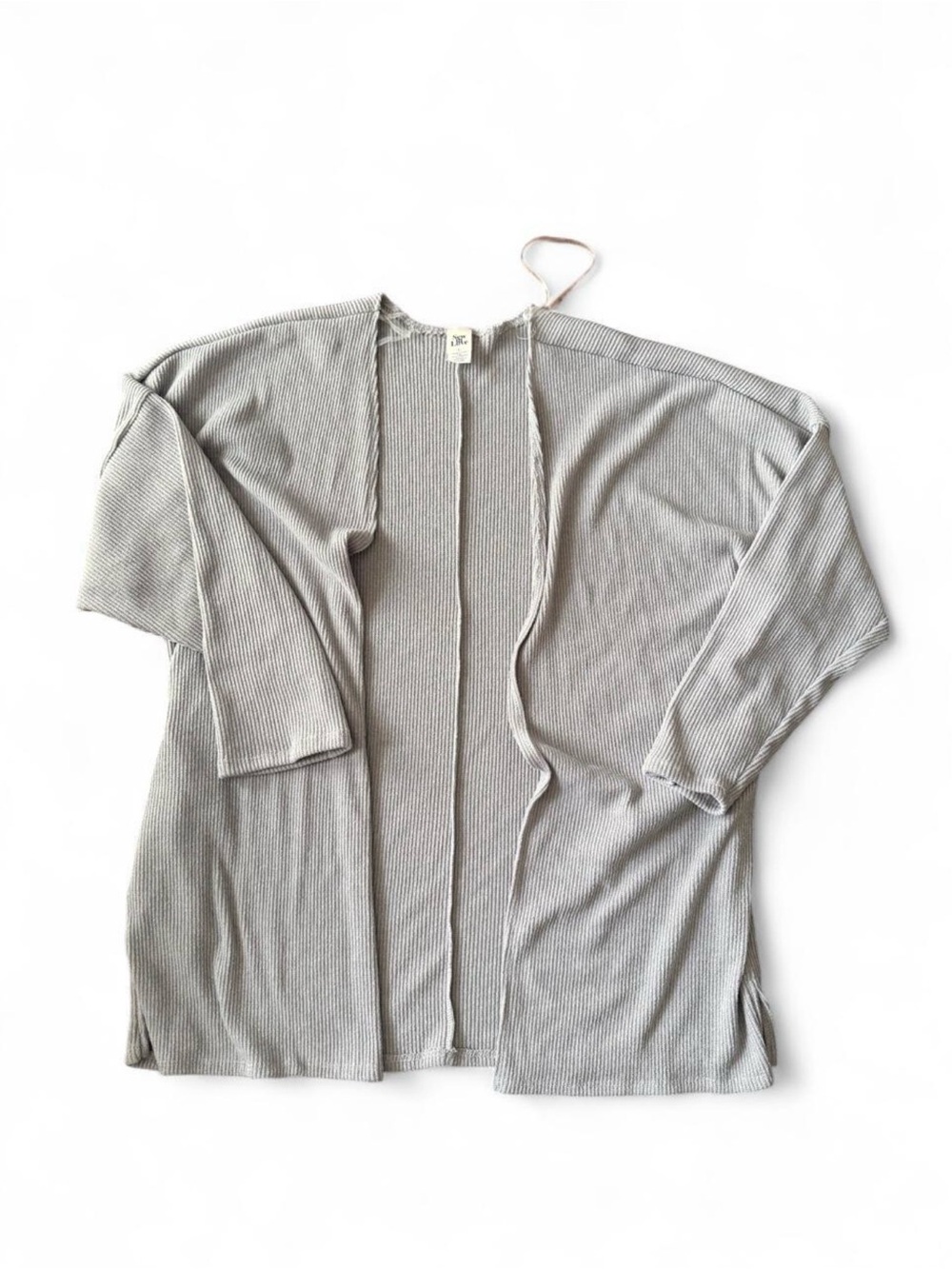 Love Gray Ribbed Open Knit Cardigan